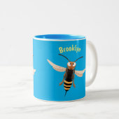 Grappig woedende wesp cartoon illustratie tweekleurige koffiemok (Voorkant rechts)