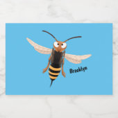 Grappig woedende wesp cartoon illustratie voedselcontainer etiket (Enkel label)