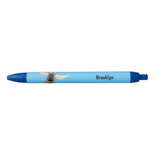 Grappig woedende wesp cartoon illustratie zwarte inkt pen