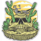 Grappig Woestijn Skelet Hangmat Camping Sticker (Voorkant)