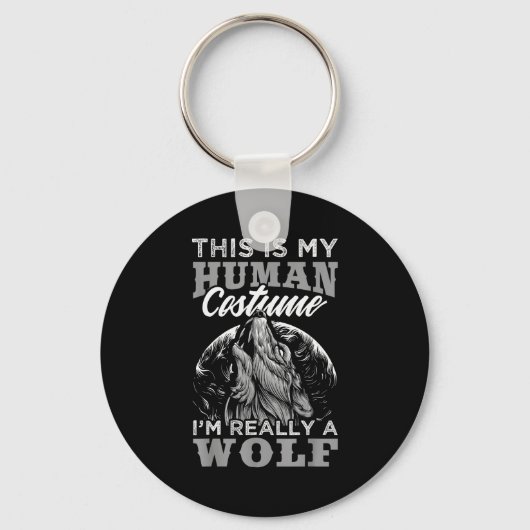 Grappig wolf ontwerp menselijk kostuum ik ben een  sleutelhanger (Voorkant)