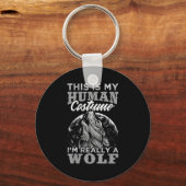 Grappig wolf ontwerp menselijk kostuum ik ben een  sleutelhanger (Voorkant)
