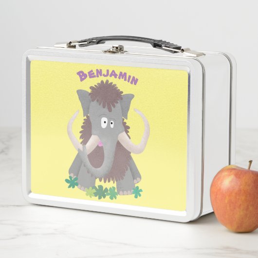 Grappig wollig mammoth cartoon illustratie (In situ)