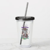 Grappig wollig mammoth cartoon illustratie acryl drinkbeker (Achterkant)
