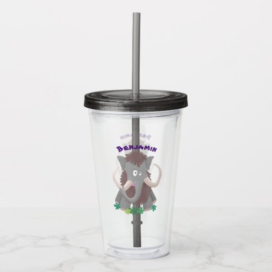 Grappig wollig mammoth cartoon illustratie acryl drinkbeker (Voorkant)
