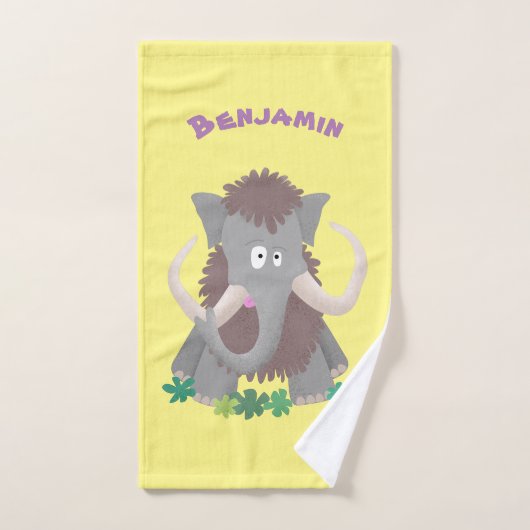 Grappig wollig mammoth cartoon illustratie bad handdoek (Handdoek)