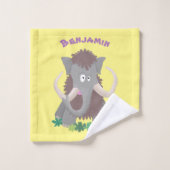 Grappig wollig mammoth cartoon illustratie bad handdoek (Wasdoekje)