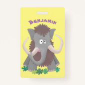 Grappig wollig mammoth cartoon illustratie badge (Achterkant)