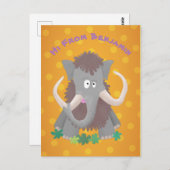 Grappig wollig mammoth cartoon illustratie briefkaart (Voorkant / Achterkant)