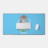 Grappig wollig mammoth cartoon illustratie bureaumat (Keyboard & Muis)