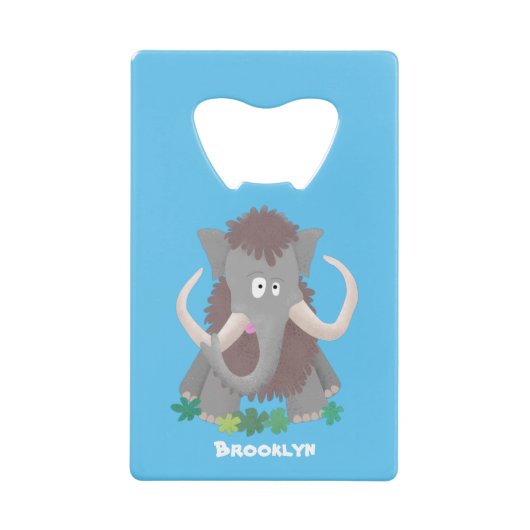 Grappig wollig mammoth cartoon illustratie creditkaart flessenopener (Voorkant)
