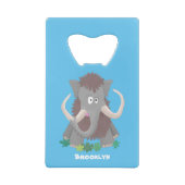 Grappig wollig mammoth cartoon illustratie creditkaart flessenopener (Achterkant)