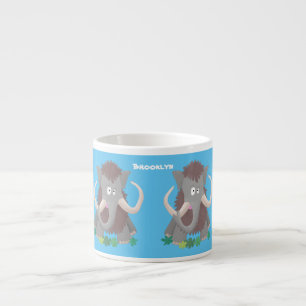 Grappig wollig mammoth cartoon illustratie espresso kop