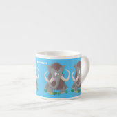 Grappig wollig mammoth cartoon illustratie espresso kop (Voorkant rechts)