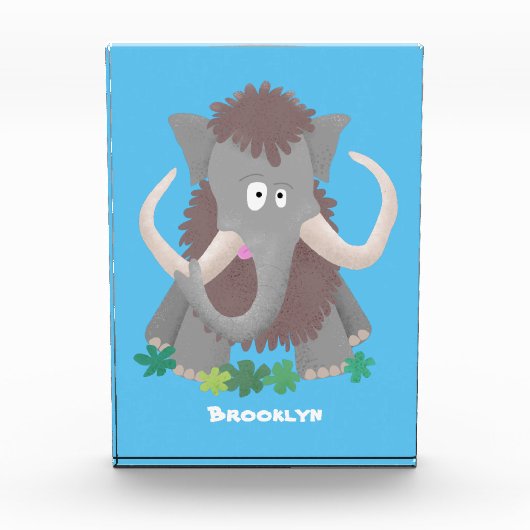 Grappig wollig mammoth cartoon illustratie fotoblokken (Voorkant)