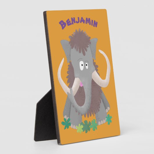 Grappig wollig mammoth cartoon illustratie fotoplaat (Zijkant)
