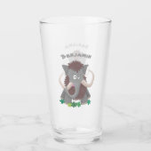 Grappig wollig mammoth cartoon illustratie glas (Voorkant)