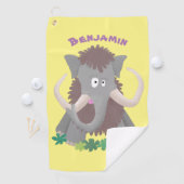 Grappig wollig mammoth cartoon illustratie golfhanddoek (Insitu)