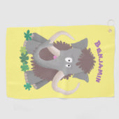 Grappig wollig mammoth cartoon illustratie golfhanddoek (Horizontaal)