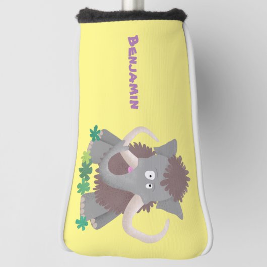 Grappig wollig mammoth cartoon illustratie golfheadcover (Draai 90)