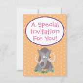 Grappig wollig mammoth cartoon illustratie kaart (Achterkant)