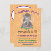 Grappig wollig mammoth cartoon illustratie kaart (Voorkant / Achterkant)