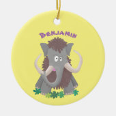 Grappig wollig mammoth cartoon illustratie keramisch ornament (Voorkant)