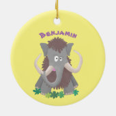 Grappig wollig mammoth cartoon illustratie keramisch ornament (Achterkant)