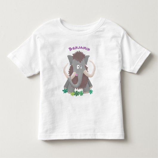 Grappig wollig mammoth cartoon illustratie kinder shirts (Voorkant)