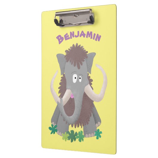 Grappig wollig mammoth cartoon illustratie klembord (Links)