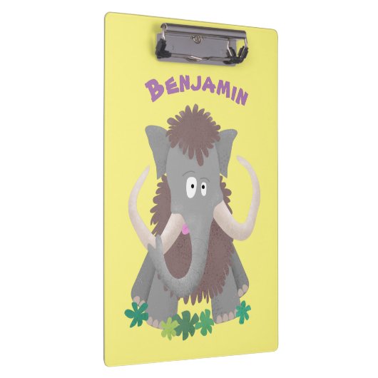 Grappig wollig mammoth cartoon illustratie klembord (Rechts)