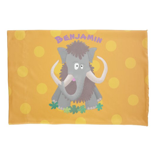 Grappig wollig mammoth cartoon illustratie kussensloop (Voorkant)