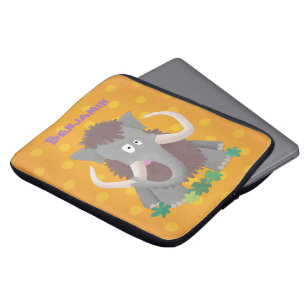 Grappig wollig mammoth cartoon illustratie laptop sleeve
