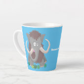 Grappig wollig mammoth cartoon illustratie latte mok (Linkerhoek)