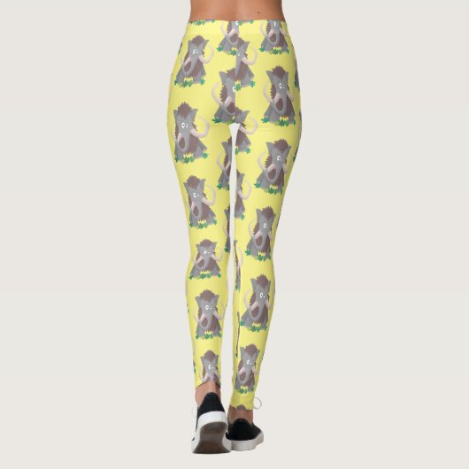 Grappig wollig mammoth cartoon illustratie leggings (Achterkant)