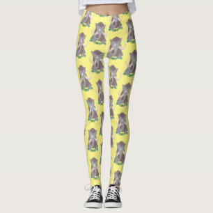 Grappig wollig mammoth cartoon illustratie leggings