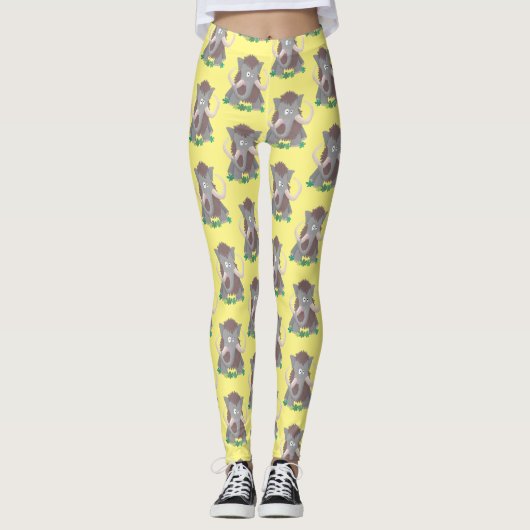 Grappig wollig mammoth cartoon illustratie leggings (Voorkant)