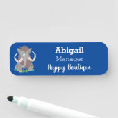 Grappig wollig mammoth cartoon illustratie naamplaatje (In situ)