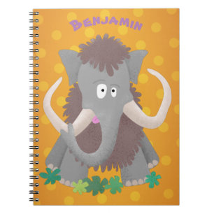 Grappig wollig mammoth cartoon illustratie notitieboek