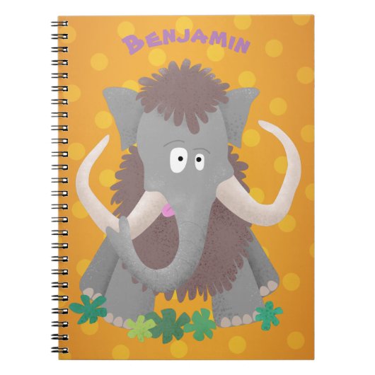 Grappig wollig mammoth cartoon illustratie notitieboek (Voorkant)