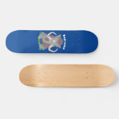 Grappig wollig mammoth cartoon illustratie persoonlijk skateboard (Horizontaal)