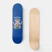Grappig wollig mammoth cartoon illustratie persoonlijk skateboard (Voorkant)