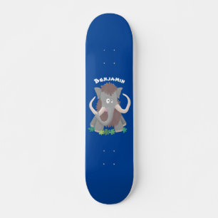Grappig wollig mammoth cartoon illustratie persoonlijk skateboard