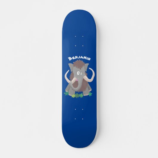 Grappig wollig mammoth cartoon illustratie persoonlijk skateboard (Voorkant)