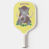 Grappig wollig mammoth cartoon illustratie pickleball paddle (Achterkant)