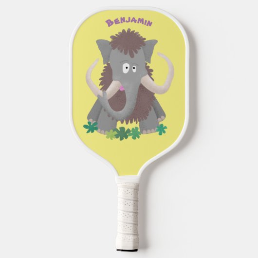Grappig wollig mammoth cartoon illustratie pickleball paddle (Achterkant)