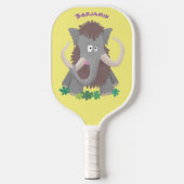 Grappig wollig mammoth cartoon illustratie pickleball paddle (Voorkant)