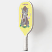 Grappig wollig mammoth cartoon illustratie pickleball paddle (Links)