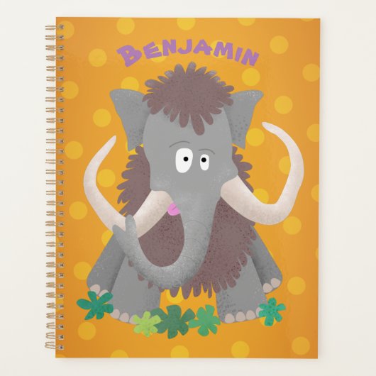 Grappig wollig mammoth cartoon illustratie planner (Voorkant)