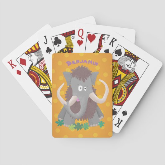 Grappig wollig mammoth cartoon illustratie pokerkaarten (Achterkant)